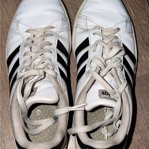 adidas White and Black Striped Sneakers